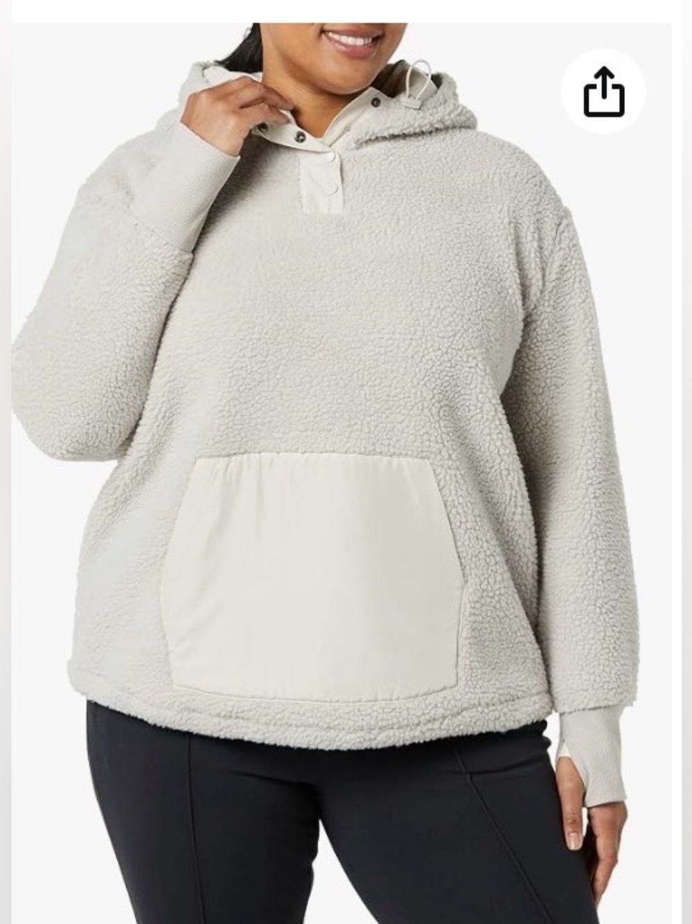Amazon Essentials Teddy Fleece Quater Button Hoodie Jacket
